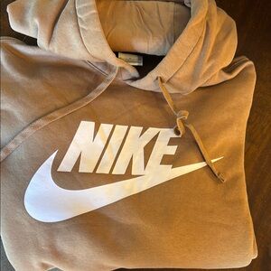 Nike Beige Hoodie with White Swoosh